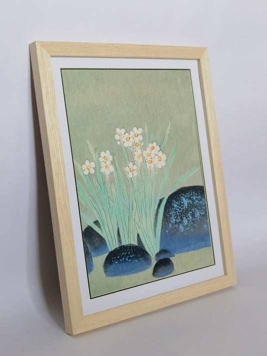 Narcissus Flowers Landscape Handmade Painting Art Solid Wood Framed Poster Picture Print Artwork - Free Shipping