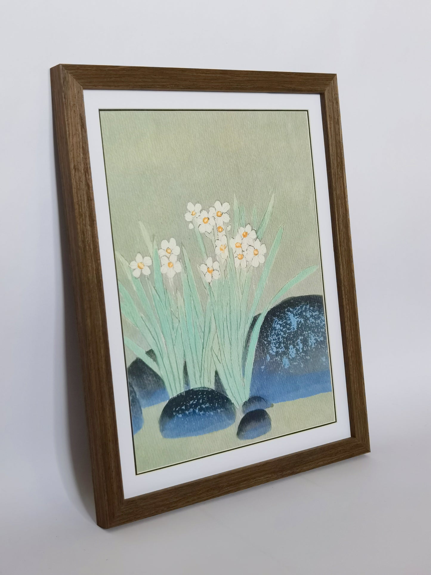 Pintura al óleo hecha a mano con paisaje de flores de narciso, póster enmarcado, imagen impresa, obra de arte - Envío gratuito