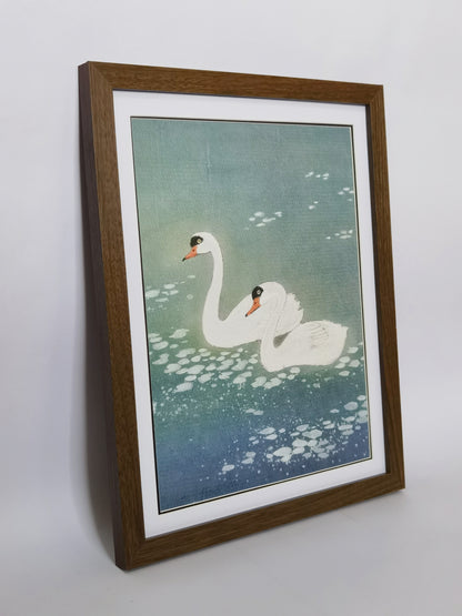 White Swan Landscape Handmade Painting Art Solid Wood Framed Poster Picture Print Artwork