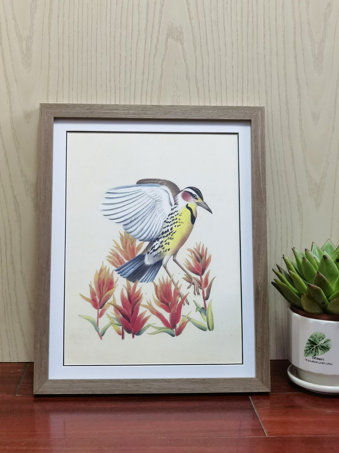 Western Meadowlark Wyoming State Bird Handgemachtes Gemälde Kunst gerahmt Poster Bild Druck Kunstwerk - Kostenloser Versand