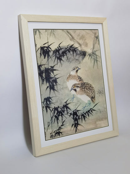 Quail Bamboo Forest Landscape Handmade Painting Art Solid Wood Framed Poster Picture Print Artwork