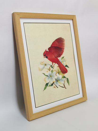 Cardinal North Carolina Bird Handmade Painting Art Solid Wood Framed Poster Picture Print Artwork