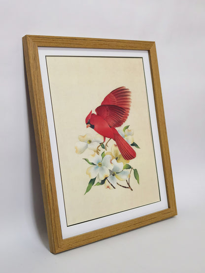 Cardinal North Carolina Bird Handmade Painting Art Solid Wood Framed Poster Picture Print Artwork