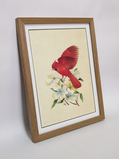 Cardinal North Carolina Bird Handmade Painting Art Solid Wood Framed Poster Picture Print Artwork