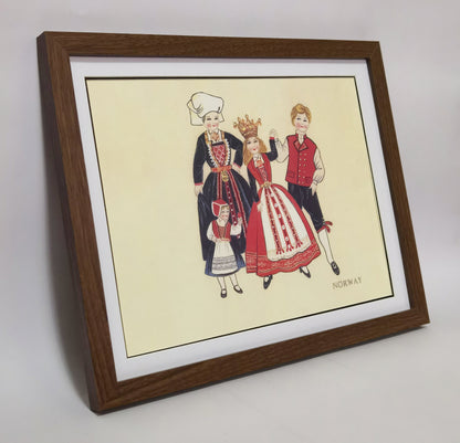 Norway Folk Costume Handmade Painting Art Solid Wood Framed Poster Picture Print Artwork