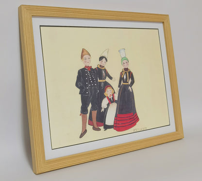 Iceland Folk Costume Handmade Painting Art Solid Wood Framed Poster Picture Print Artwork