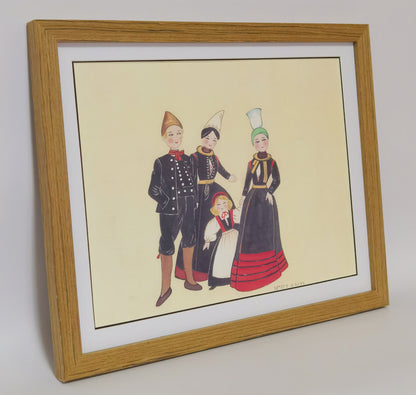 Iceland Folk Costume Handmade Painting Art Solid Wood Framed Poster Picture Print Artwork