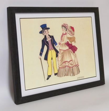 Jersey Folk Costume Handmade Painting Art Solid Wood Framed Poster Picture Print Artwork