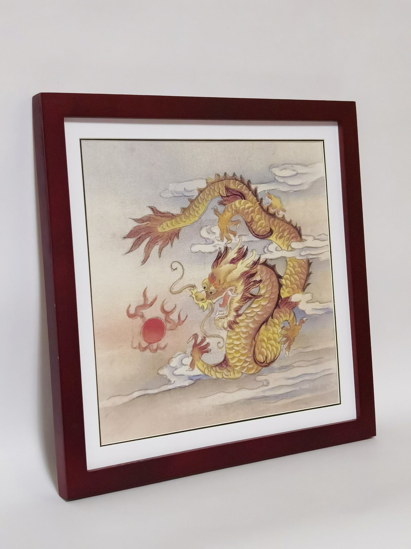 Golden Dragon Auspicious Patterns Handmade Painting Art Framed Poster Picture Print Artwork