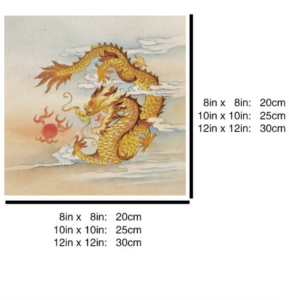 Golden Dragon Auspicious Patterns Handmade Painting Art Framed Poster Picture Print Artwork