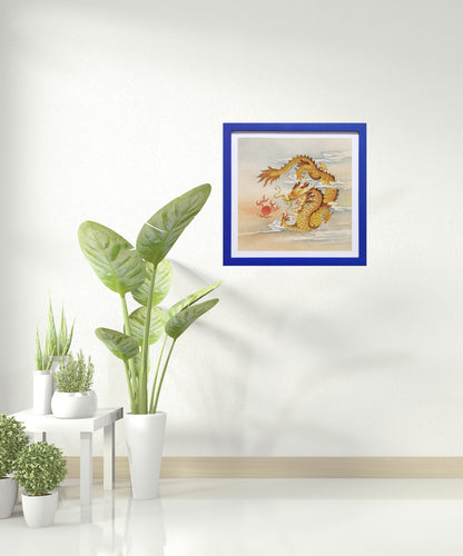 Golden Dragon Auspicious Patterns Handmade Painting Art Framed Poster Picture Print Artwork