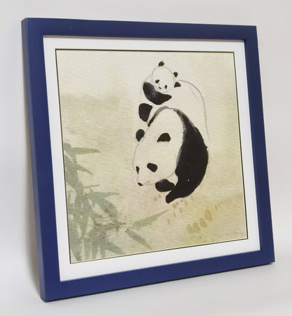 Panda Mother's Love Landscape Handmade Painting Art Solid Wood Framed Poster Picture Print Artwork