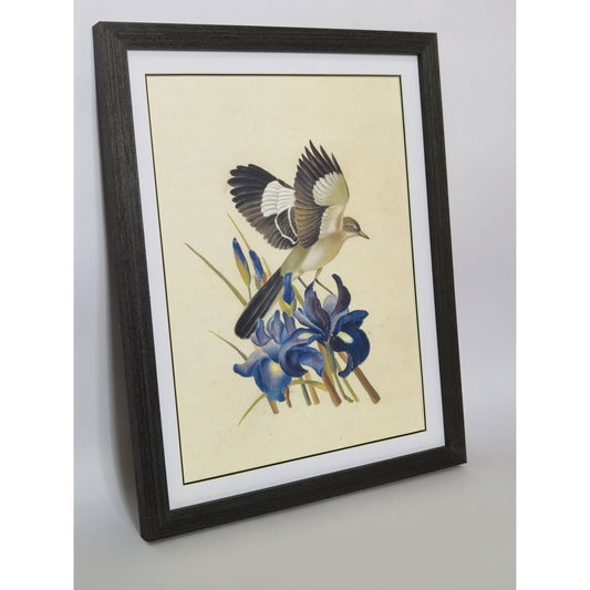 Tennessee Mockingbird Hand-painted Art Print - Premium MATT Paper, Natural Wood Frame, Wall & Tabletop Décor, Multiple Sizes & Colors
