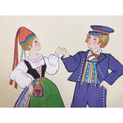 Finland Folk Costume Handmade Art Printing with Wood Frame