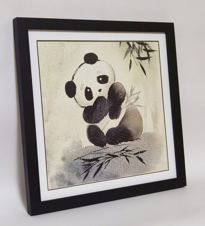 Panda Verspielte süße Landschaft Handgemachte Malerei Kunst Gerahmtes Poster Bild Druck Kunstwerk - Kostenloser Versand