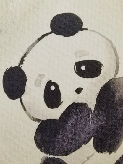 Panda Verspielte süße Landschaft Handgemachte Malerei Kunst Gerahmtes Poster Bild Druck Kunstwerk - Kostenloser Versand