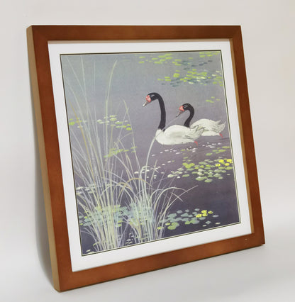 Black-Necked Swan Landscape Handmade Painting Art Solid Wood Framed Poster Picture Print Artwork