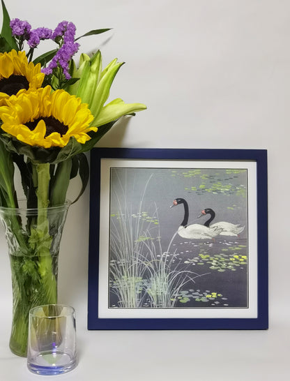 Black-Necked Swan Landscape Handmade Painting Art Solid Wood Framed Poster Picture Print Artwork