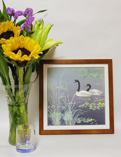 Black-Necked Swan Landscape Handmade Painting Art Solid Wood Framed Poster Picture Print Artwork