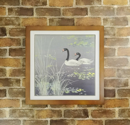 Black-Necked Swan Landscape Handmade Painting Art Solid Wood Framed Poster Picture Print Artwork