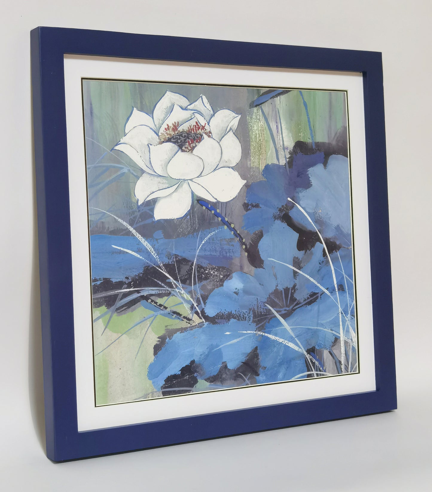 White Lotus Flowers Landscape Handmade Painting Art Solid Wood Framed Poster Picture Print Artwork - Free Shipping