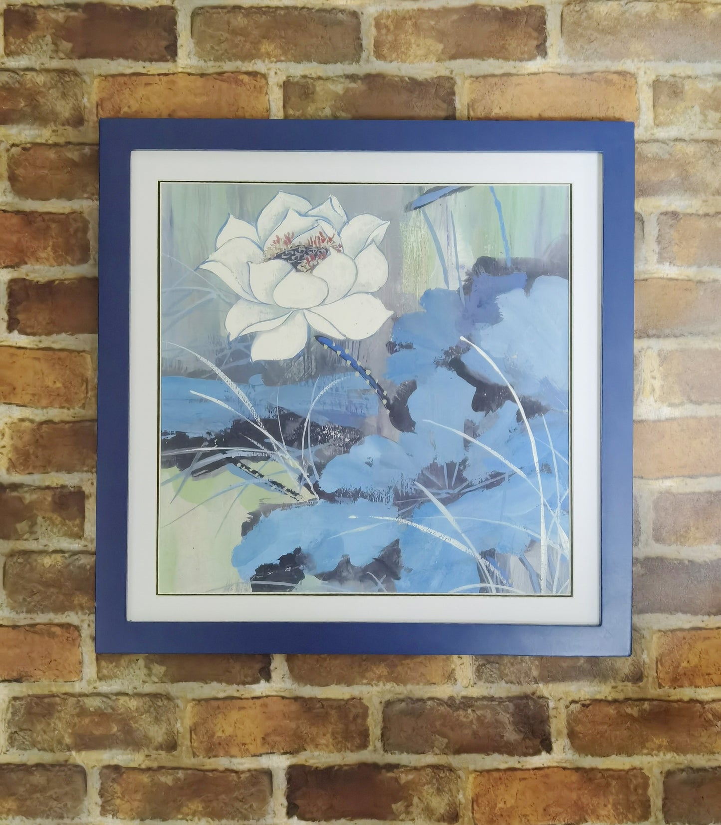 White Lotus Flowers Landscape Handmade Painting Art Solid Wood Framed Poster Picture Print Artwork - Free Shipping