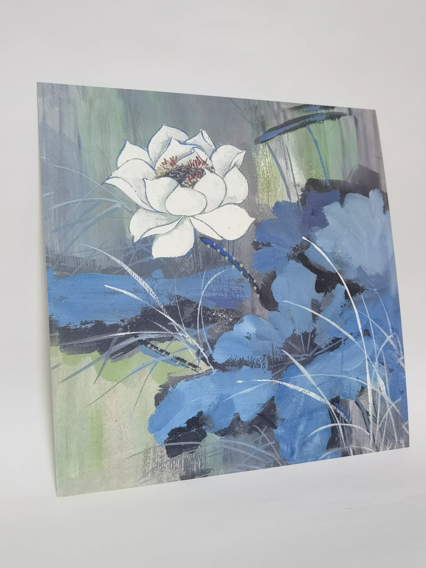 White Lotus Flowers Landscape Handmade Painting Art Solid Wood Framed Poster Picture Print Artwork - Free Shipping