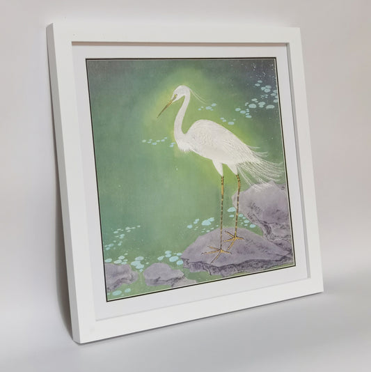 Egret Landscape Handmade Painting Art Solid Wood Framed Poster Picture Print Artwork