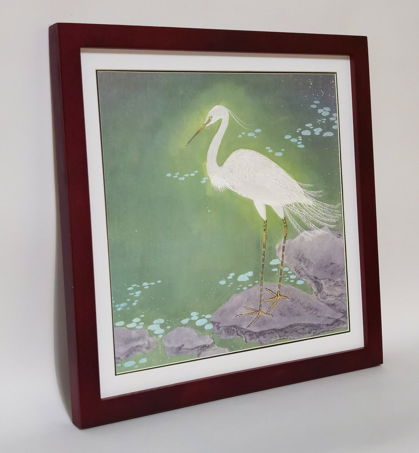 Egret Landscape Handmade Painting Art Solid Wood Framed Poster Picture Print Artwork - Free Shipping