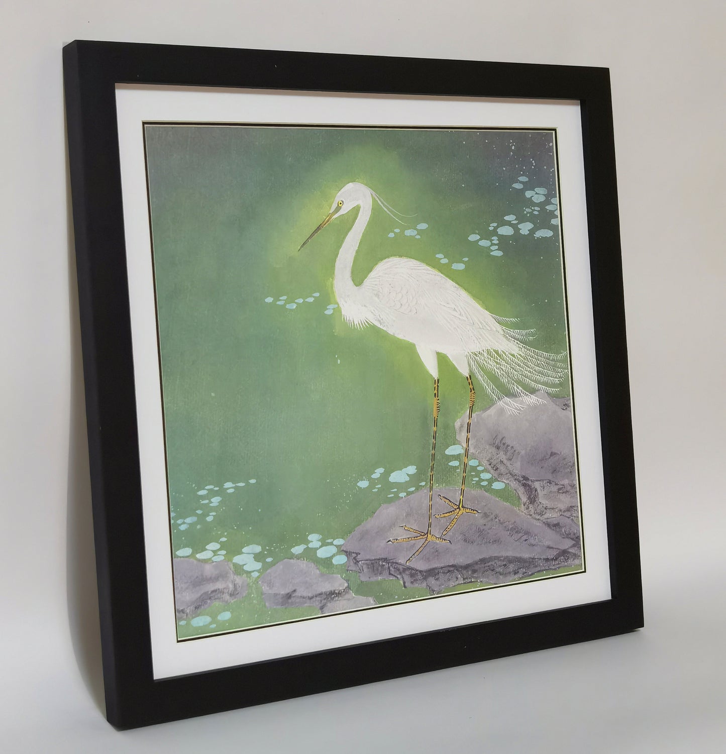 Egret Landscape Handmade Painting Art Solid Wood Framed Poster Picture Print Artwork - Free Shipping