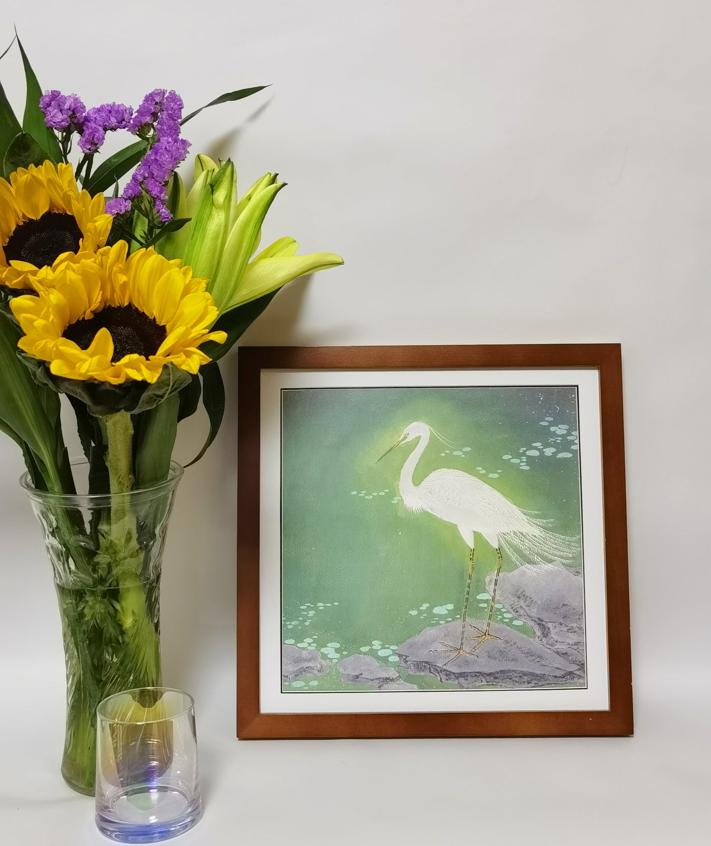 Egret Landscape Handmade Painting Art Solid Wood Framed Poster Picture Print Artwork - Free Shipping