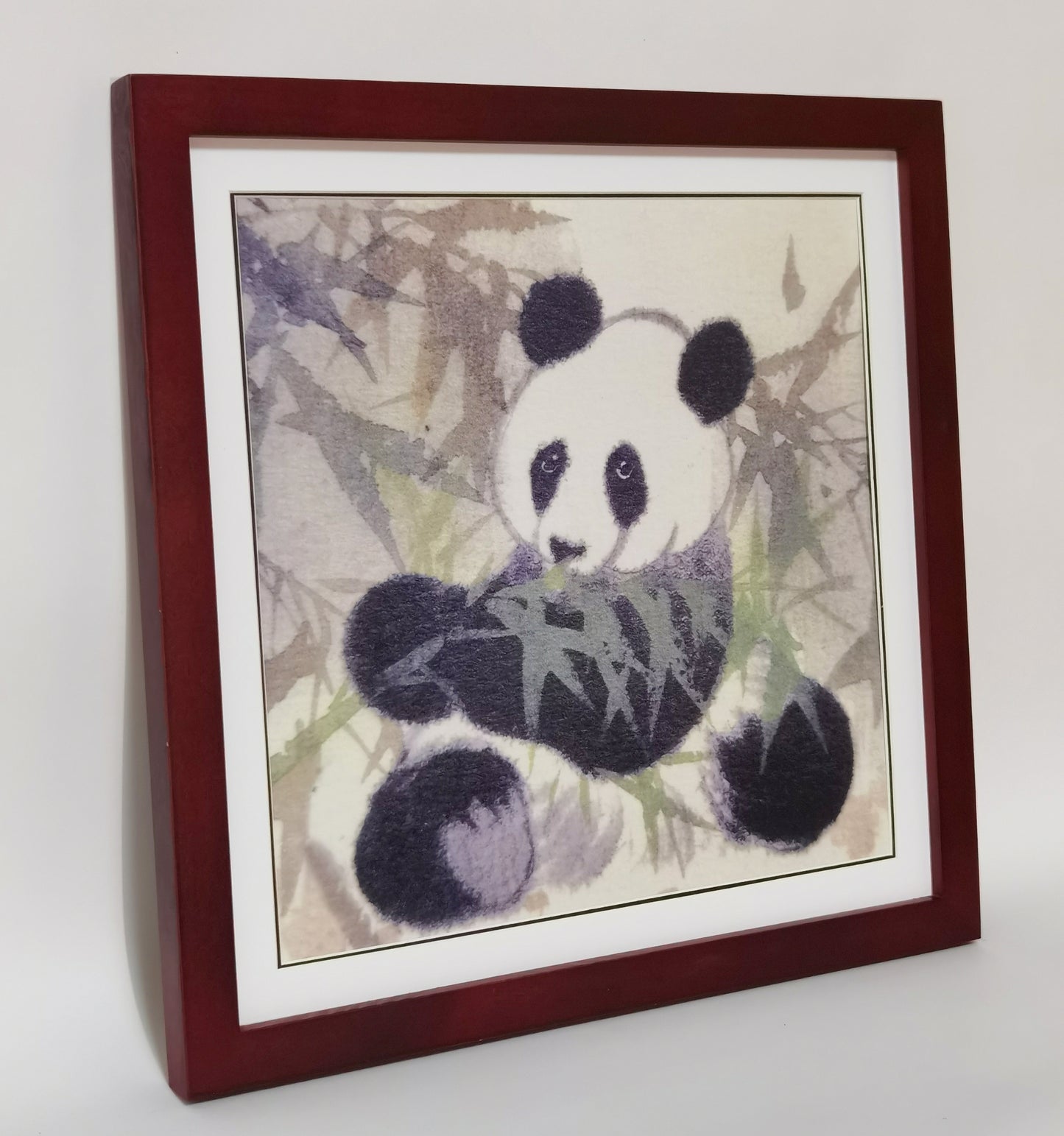 Panda isst Bambus, verspielt, niedliche Landschaft, handgefertigt, Malerei, Kunst, gerahmt, Poster, Bild, Druck, Kunstwerk – kostenloser Versand