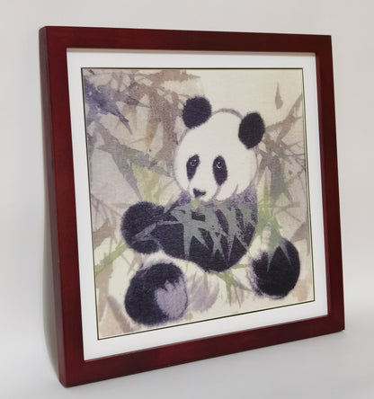 Panda Eatting Bamboo Playful Cute Landscape Handmade Painting Art Solid Wood Framed Poster Picture Print Artwork