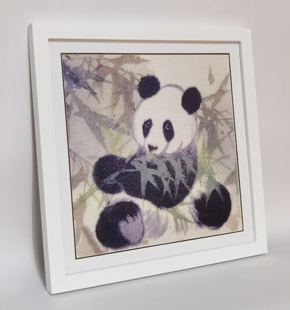 Panda Eatting Bamboo Playful Cute Landscape Handmade Painting Art Solid Wood Framed Poster Picture Print Artwork