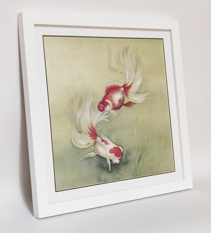 Goldfish Aquarians Be-In-Love Handmade Painting Art Solid Wood Framed Poster Picture Print Artwork