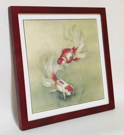 Goldfish Aquarians Be-In-Love Handmade Painting Art Solid Wood Framed Poster Picture Print Artwork