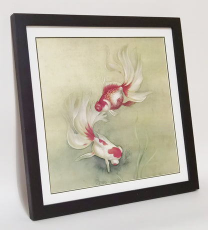 Goldfish Aquarians Be-In-Love Handmade Painting Art Solid Wood Framed Poster Picture Print Artwork