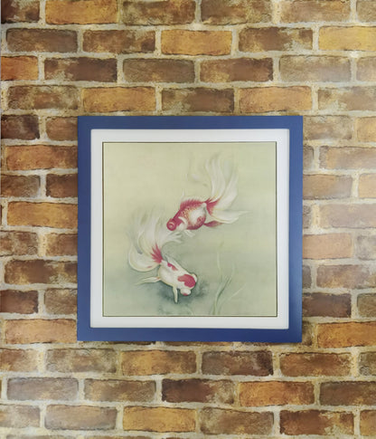 Goldfish Aquarians Be-In-Love Handmade Painting Art Solid Wood Framed Poster Picture Print Artwork