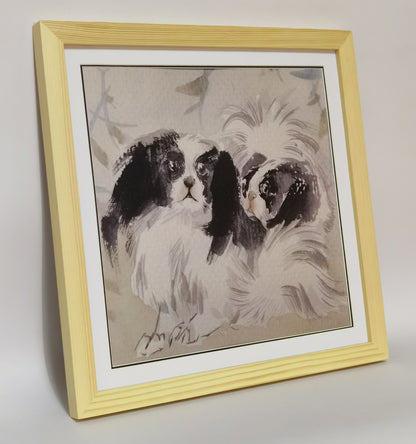 Pekingese Dog Pet Cute Handmade Painting Art Solid Wood Framed Poster Picture Print Artwork