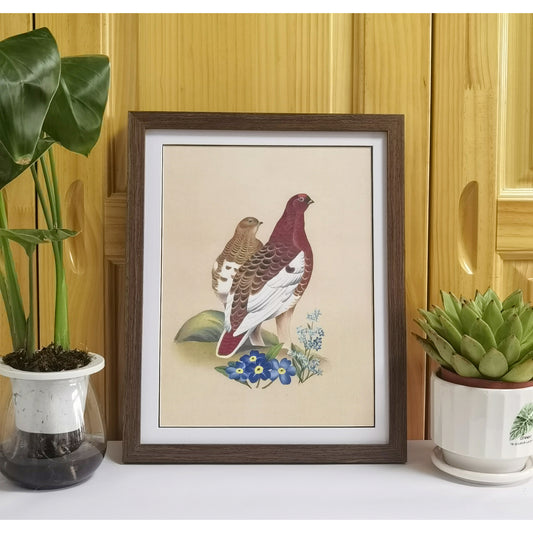 Alaska Willow Ptarmigan Hand-painted Art Print - Premium MATT Paper, Natural Wood Frame, Wall & Tabletop Décor, Multiple Sizes & Colors