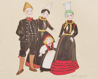 Iceland Folk Costume Handmade Art Printing with Wood Frame