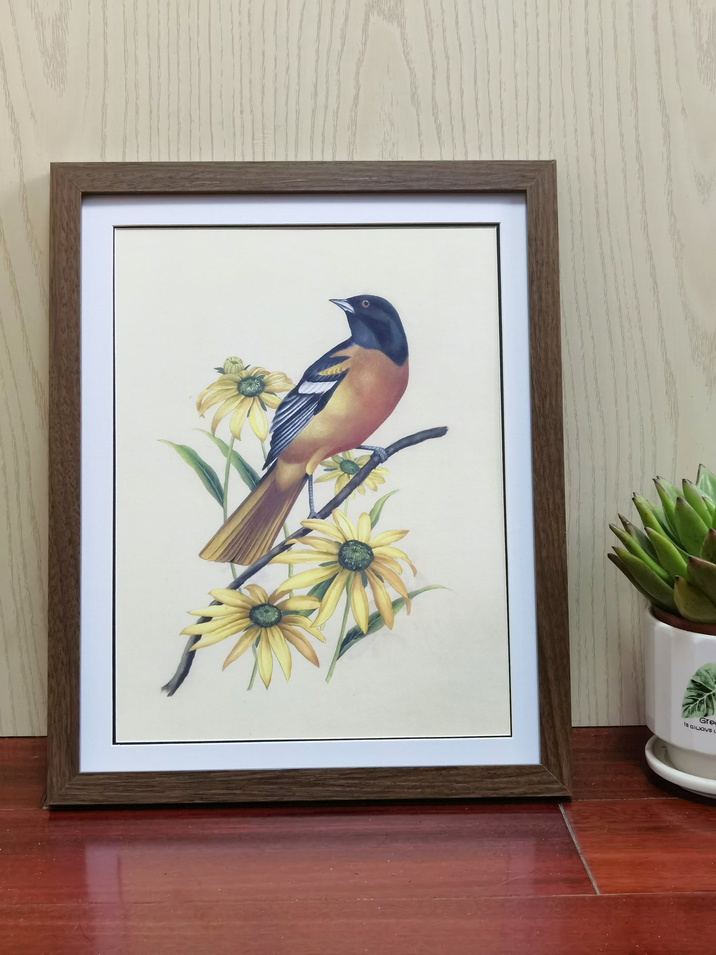 Baltimore Orioles Maryland State Bird Handmade Painting Art Solid Wood Framed Poster Picture Print Artwork - Free Shipping