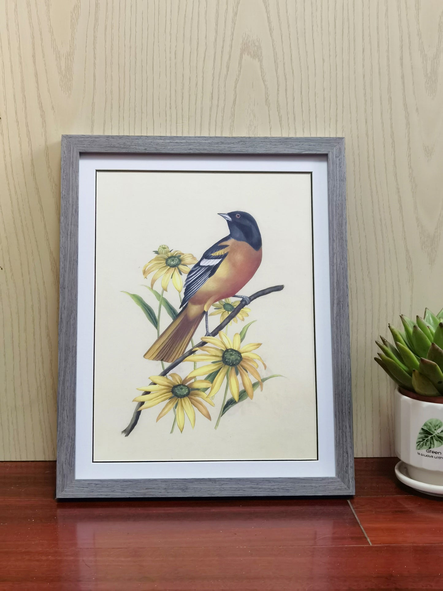 Baltimore Orioles Maryland State Bird Handmade Painting Art Solid Wood Framed Poster Picture Print Artwork - Free Shipping