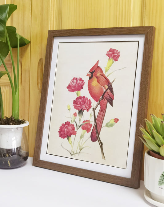 Cardinal North Carolina Bird Handmade Painting Art Framed Poster Picture Print Artwork - Free Shipping