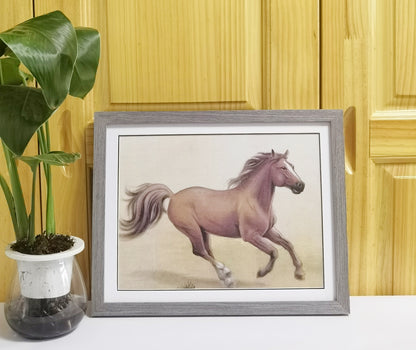 Brown Horse Handmade Painting Art Solid Wood Framed Poster Picture Print Artwork