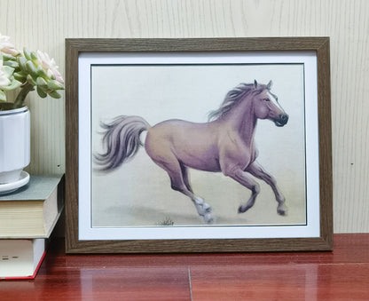 Brown Horse Handmade Painting Art Solid Wood Framed Poster Picture Print Artwork