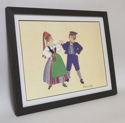 Finland Folk Costume Handmade Painting Art Solid Wood Framed Poster Picture Print Artwork