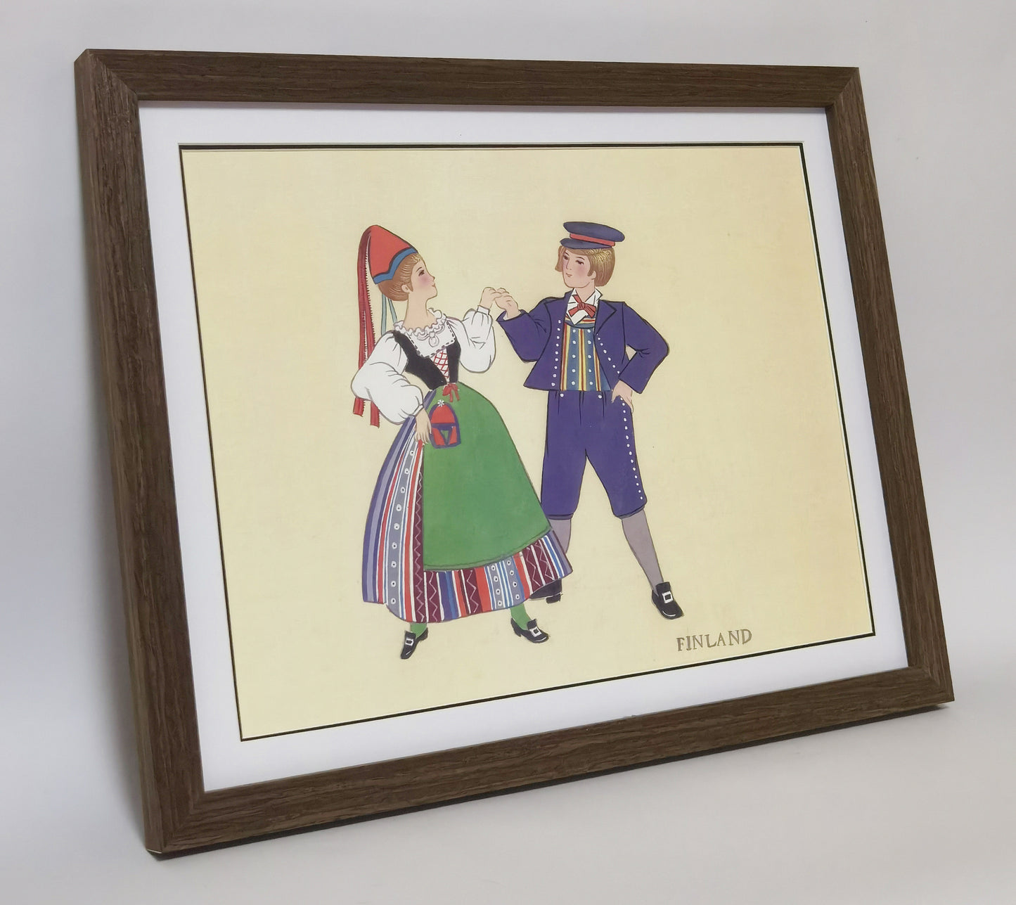 Finland Folk Costume Handmade Painting Art Solid Wood Framed Poster Picture Print Artwork - Free Shipping