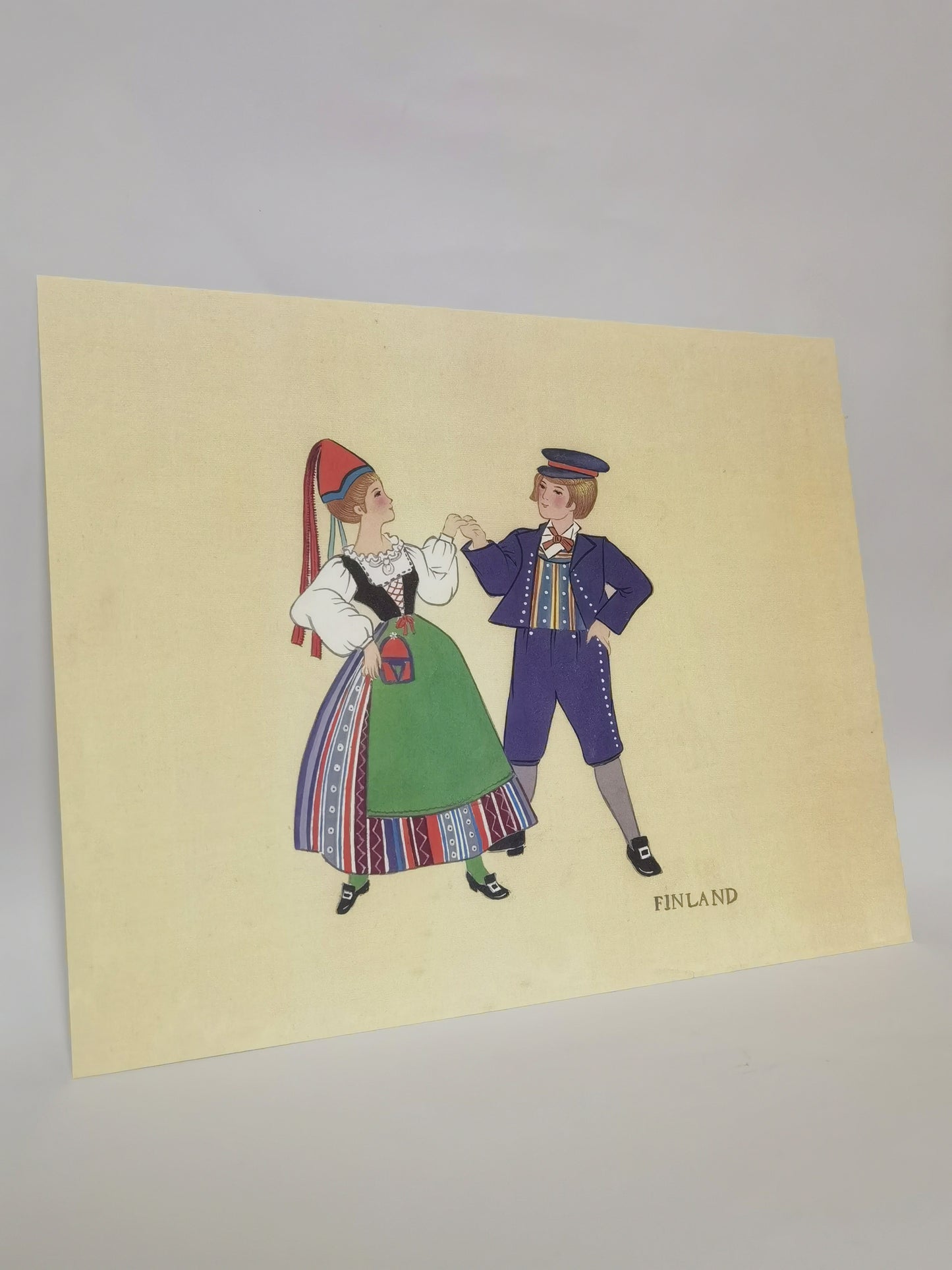 Finland Folk Costume Handmade Painting Art Solid Wood Framed Poster Picture Print Artwork - Free Shipping