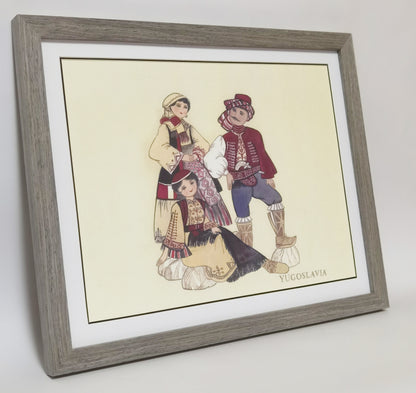 Yugoslav Folk Costume Handmade Painting Art Solid Wood Framed Poster Picture Print Artwork